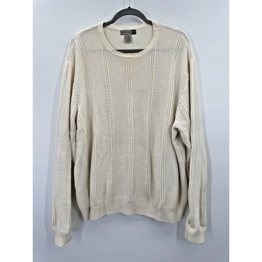 Vintage Saville Row Men Cotton Crew Neck Knit Sweater XL Nautical Fisherman Prep